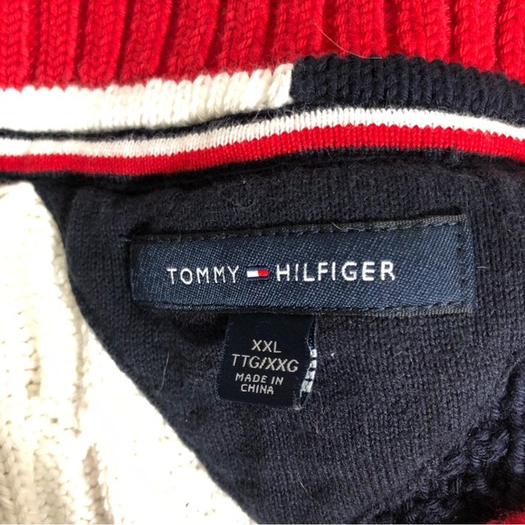 Tommy Hilfiger heavyweight v neck cable knit pullover sweater. Sz XXL - Picture 4 of 5